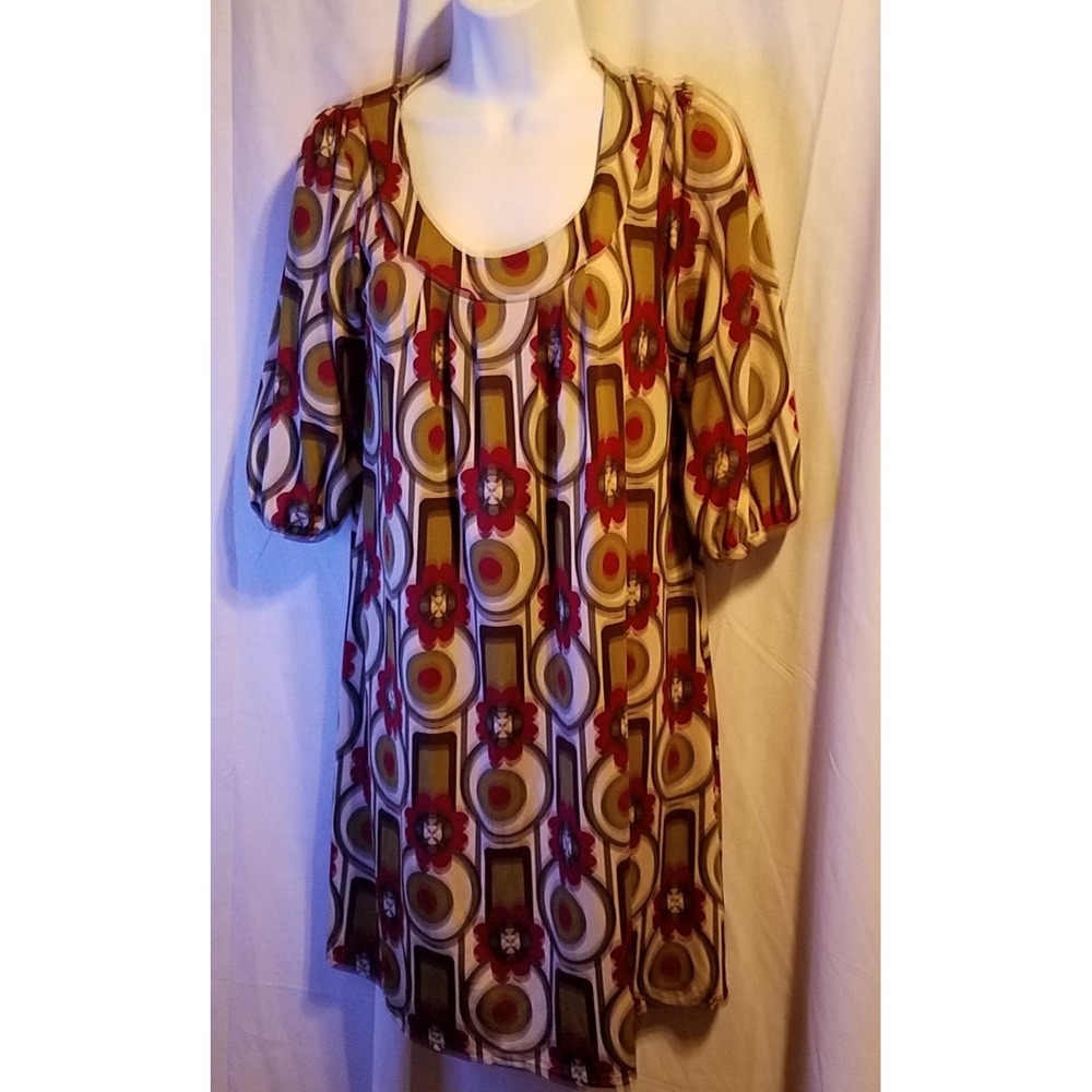 Hypnotic Women Multicolor‎ Polyester Scoop Neck  Dress S Small Geometric
